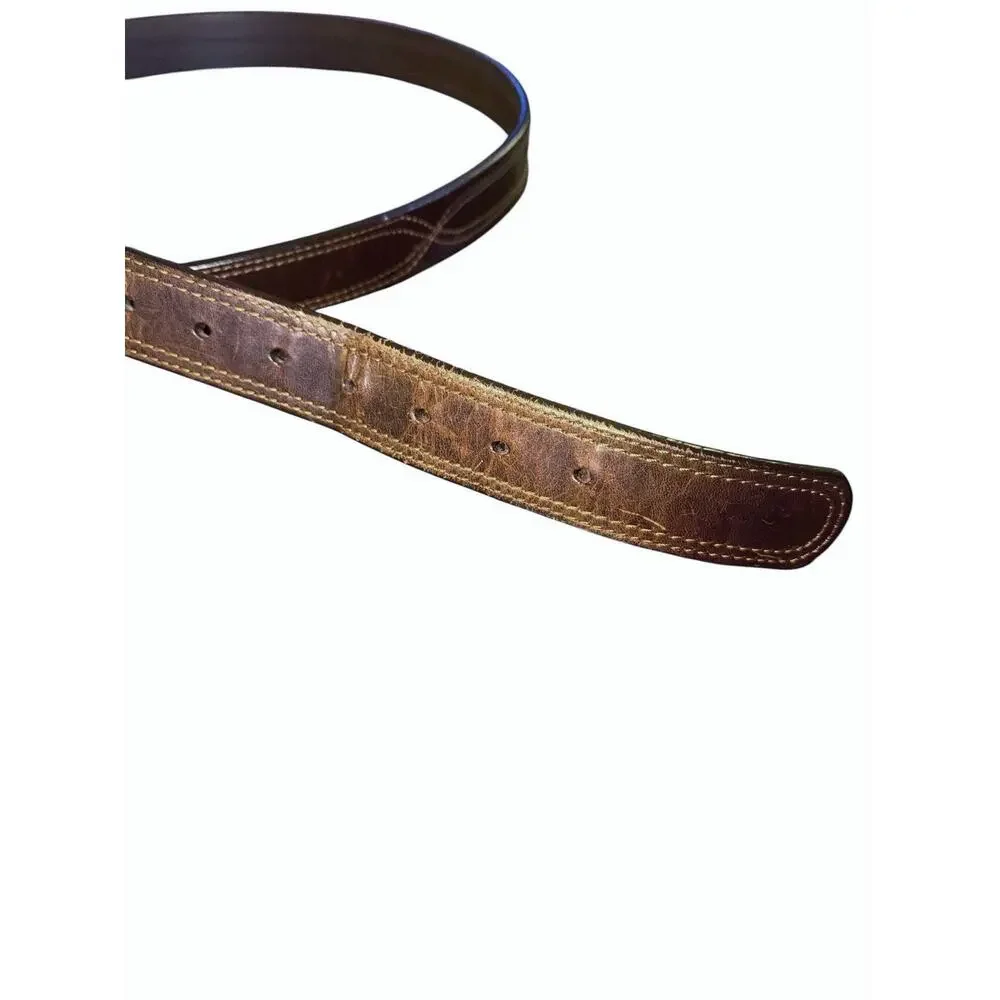 SCANDIA WOODS Imported Italian Leather Belt Brass Buckle Brown Size 2XL 3687/25